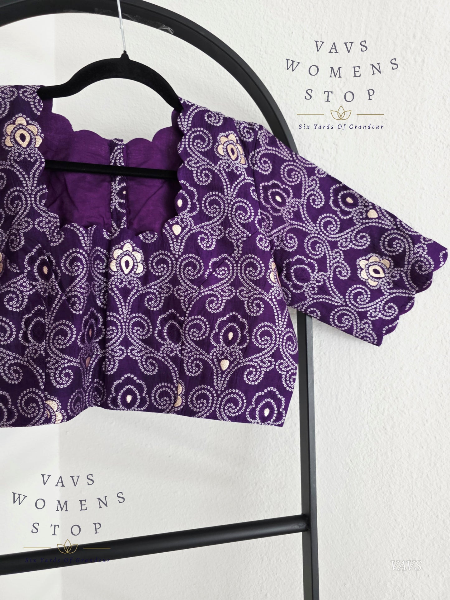 Purple Bandhini Stitched Blouse