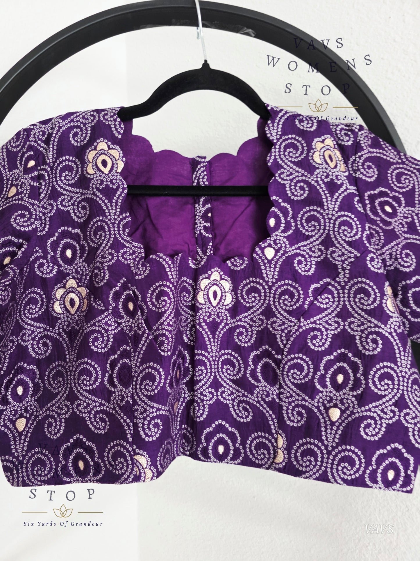 Purple Bandhini Stitched Blouse