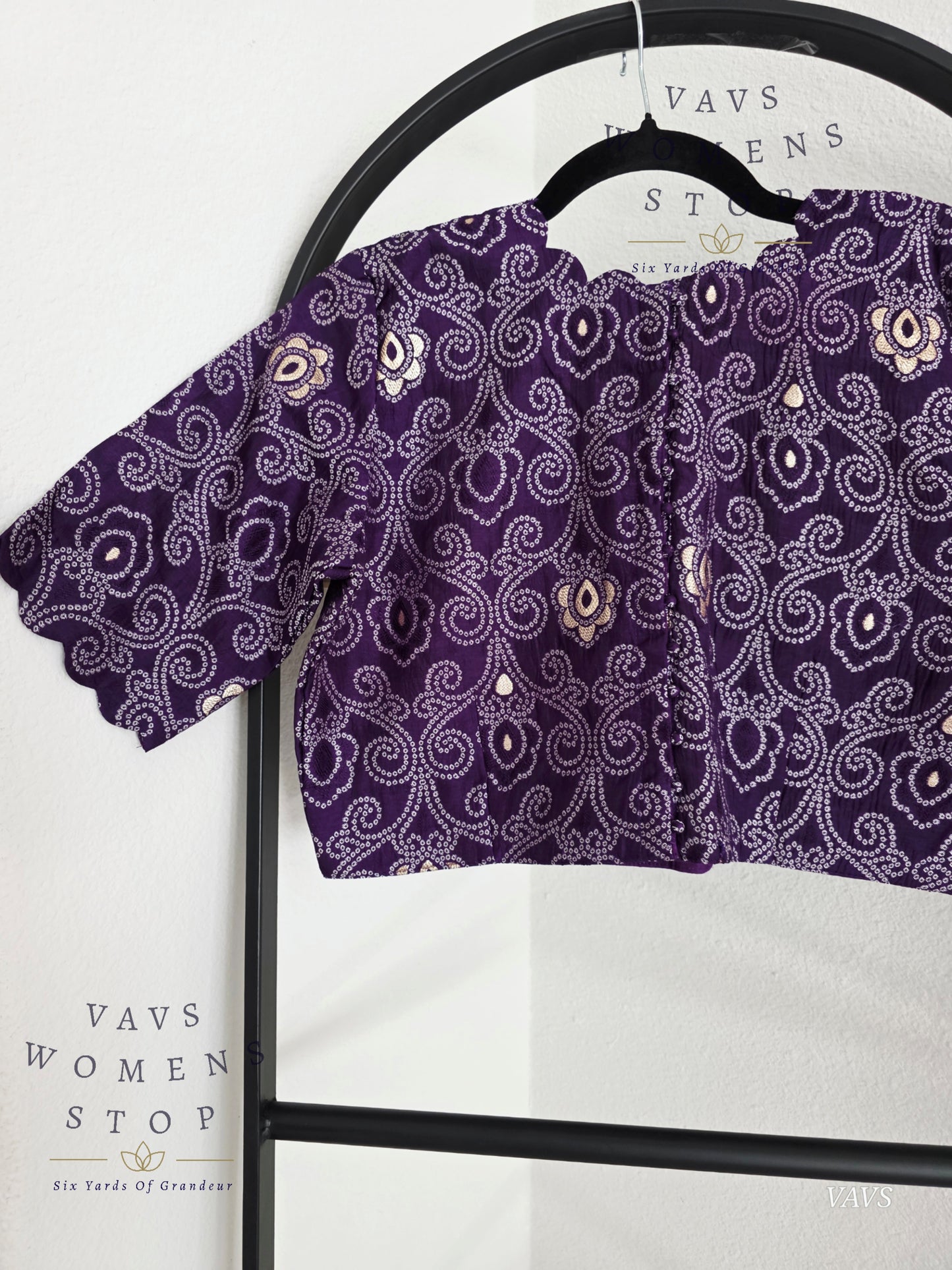 Purple Bandhini Stitched Blouse