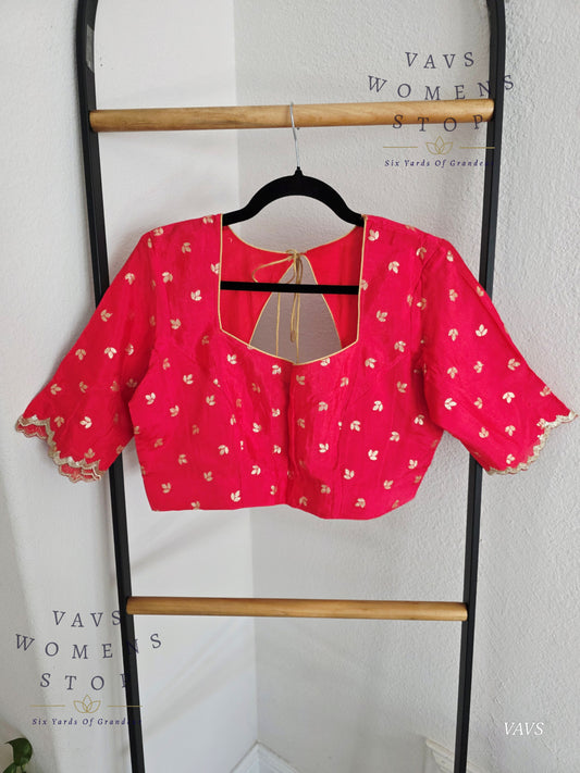 Pink Munga Crepe Silk Stitched Blouse
