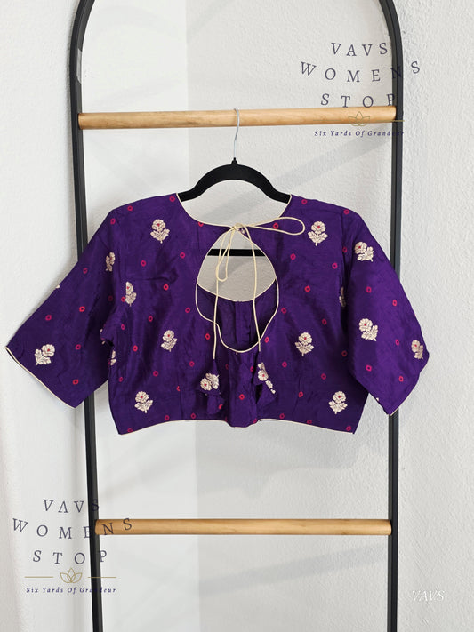 Purple Munga Crepe Silk Stitched Blouse