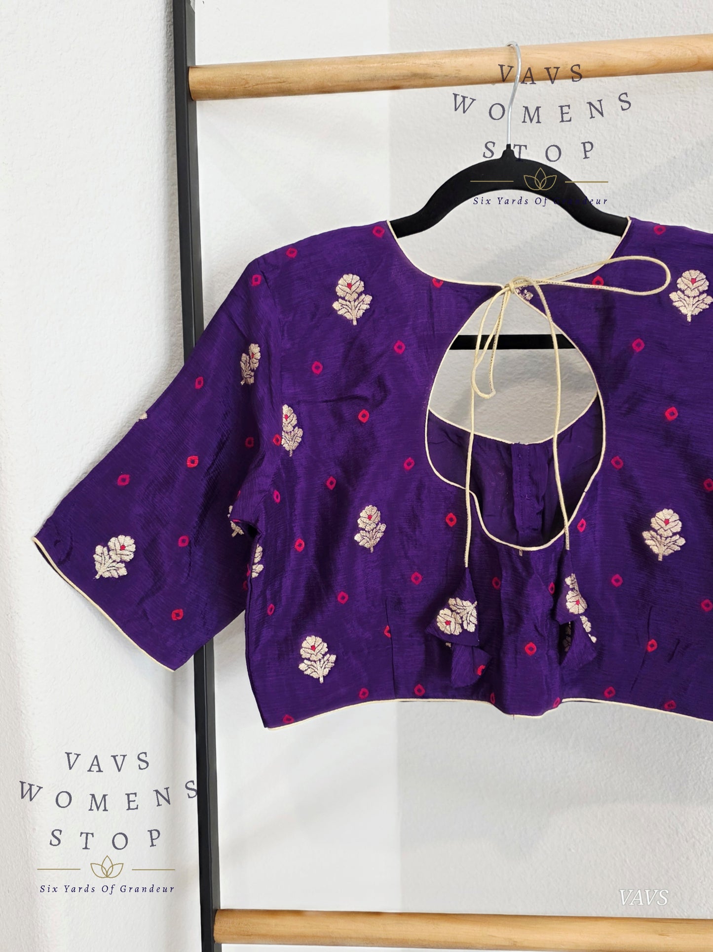 Purple Munga Crepe Silk Stitched Blouse