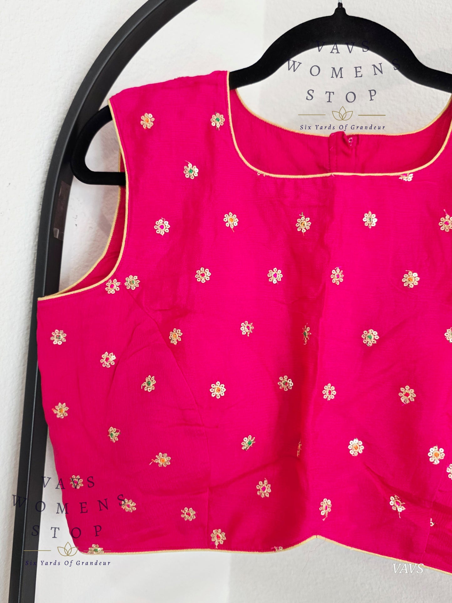 Pink Chinon Chiffon Sleeveless Stitched Blouse