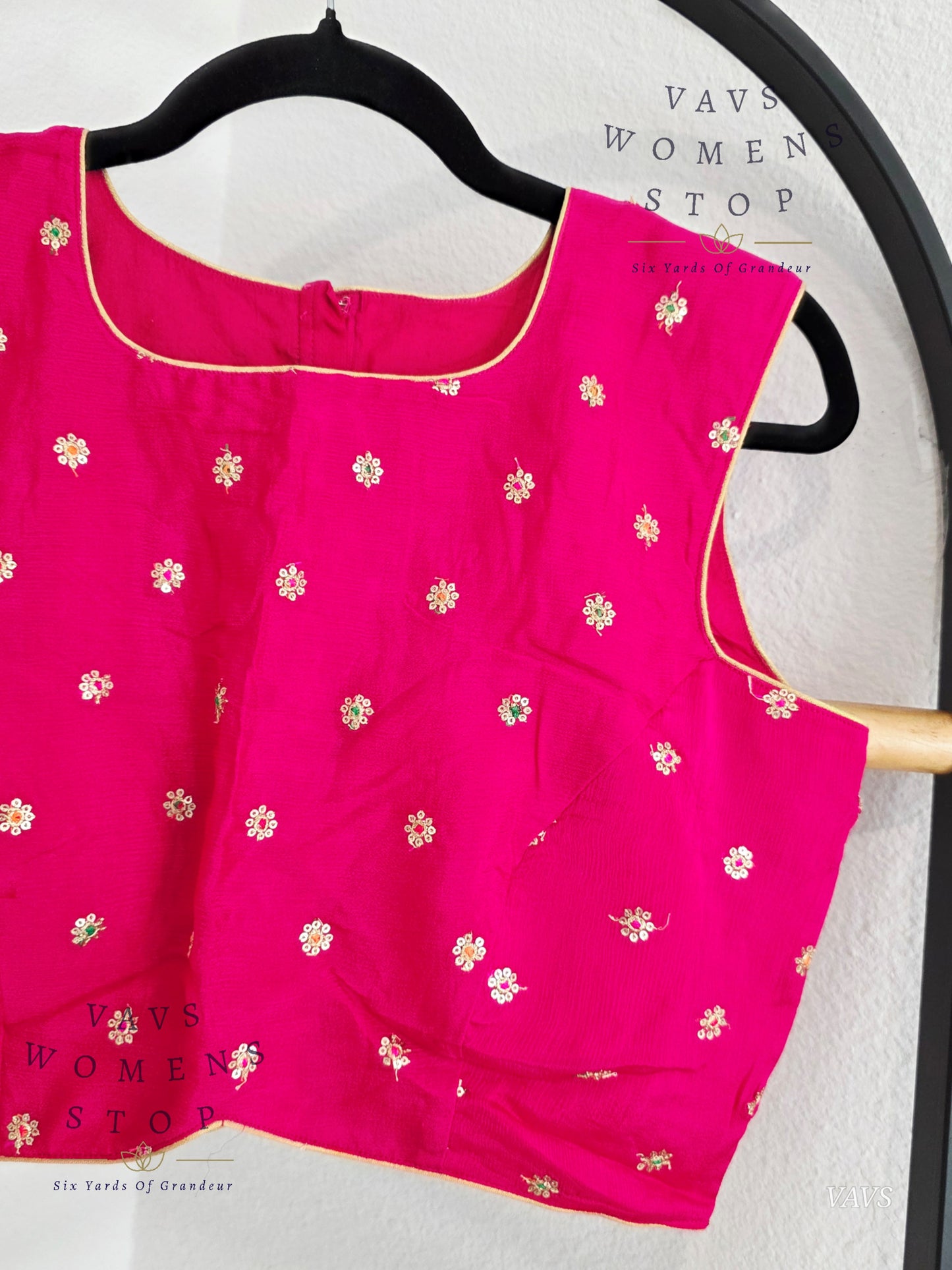 Pink Chinon Chiffon Sleeveless Stitched Blouse