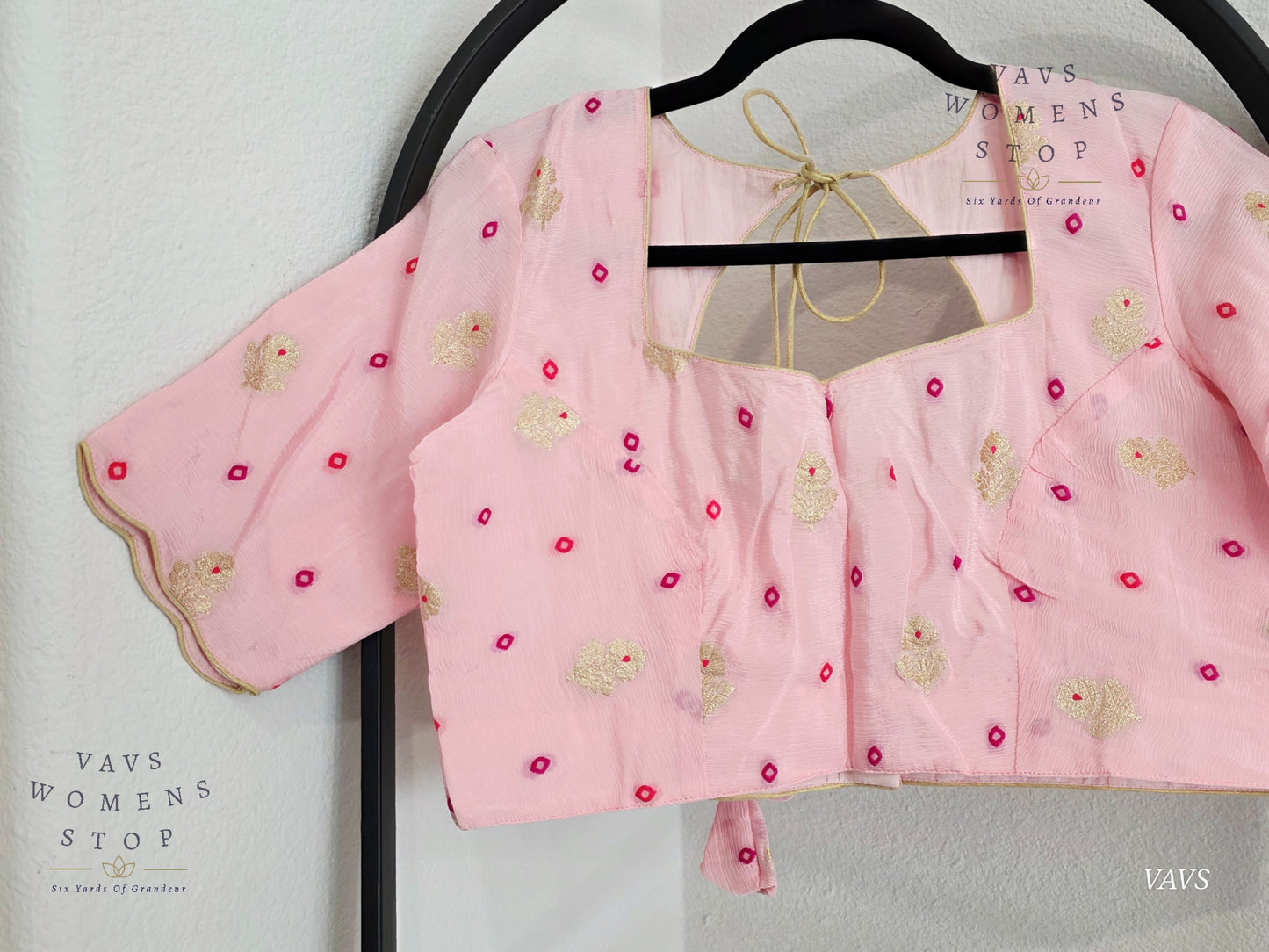 Baby Pink Shade Munga Crepe Silk Stitched Blouse