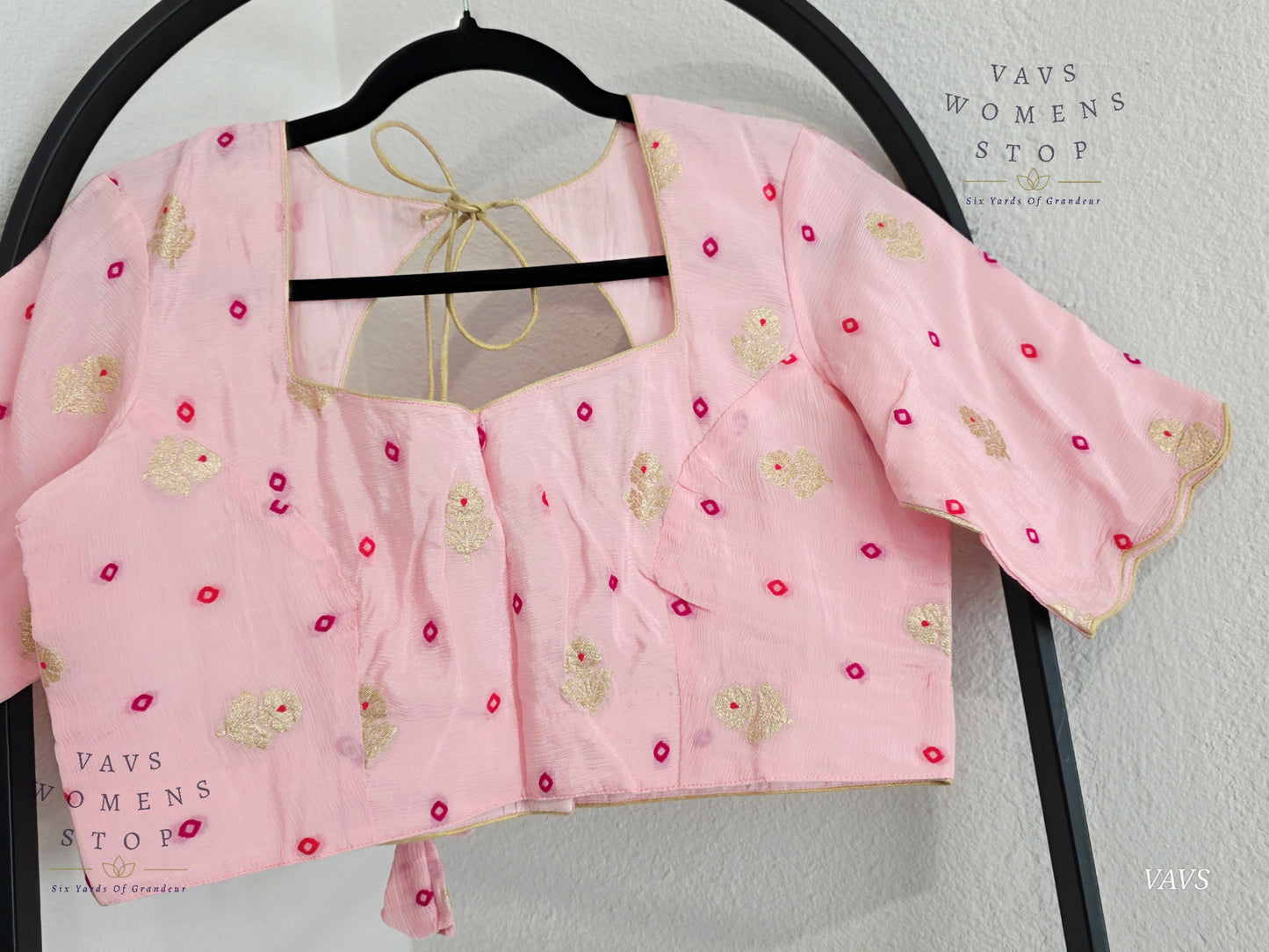 Baby Pink Shade Munga Crepe Silk Stitched Blouse