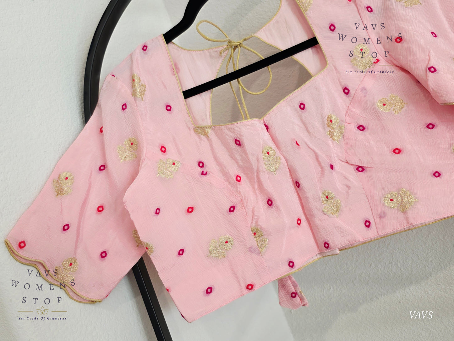 Baby Pink Shade Munga Crepe Silk Stitched Blouse