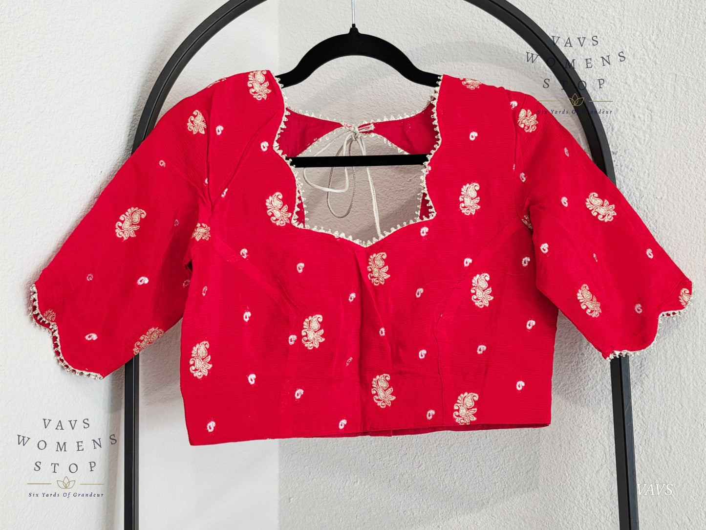 Red Shade Munga Crepe Silk Stitched Blouse