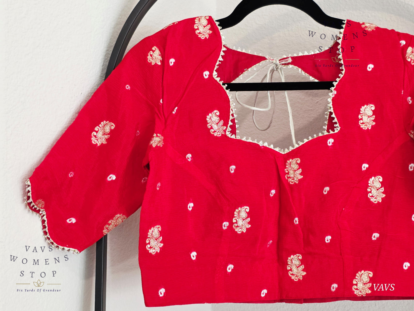Red Shade Munga Crepe Silk Stitched Blouse