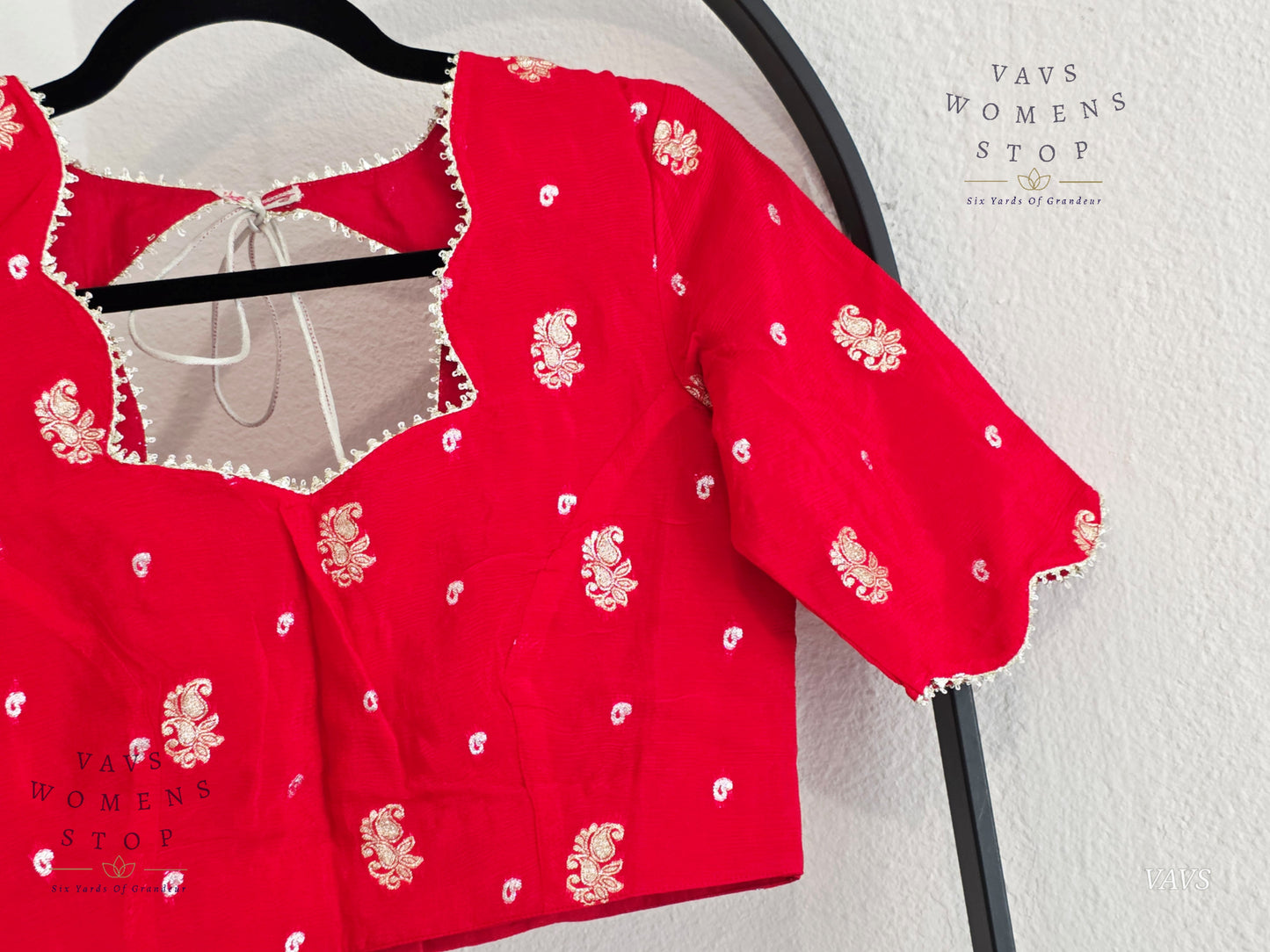 Red Shade Munga Crepe Silk Stitched Blouse