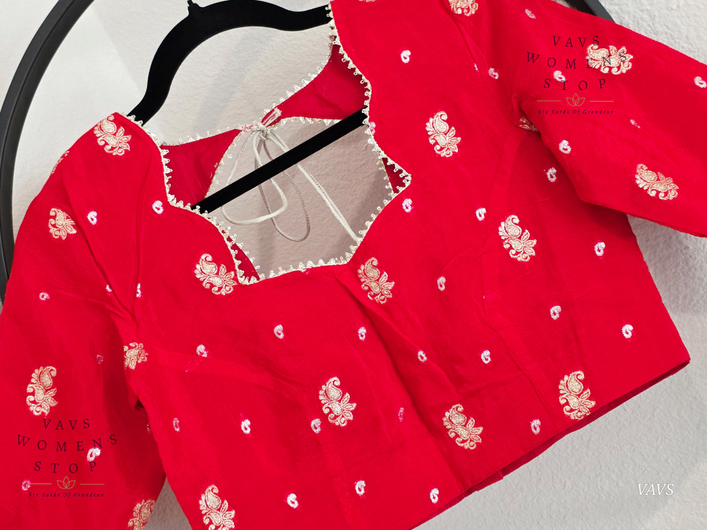 Red Shade Munga Crepe Silk Stitched Blouse