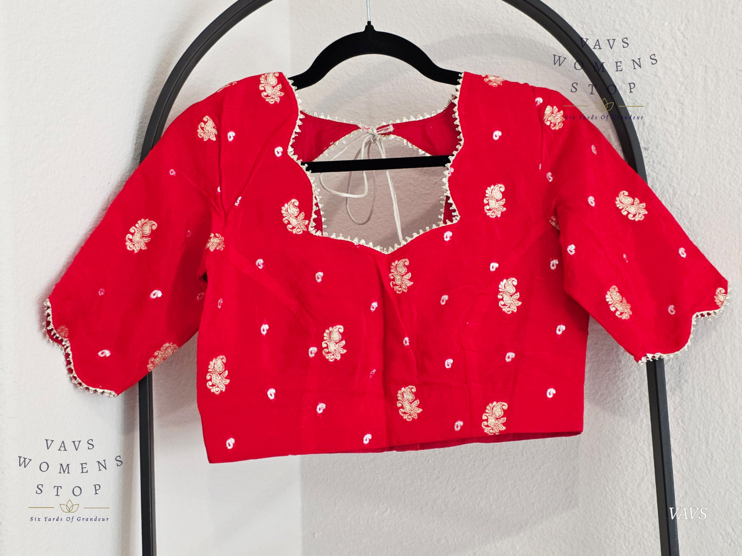Red Shade Munga Crepe Silk Stitched Blouse