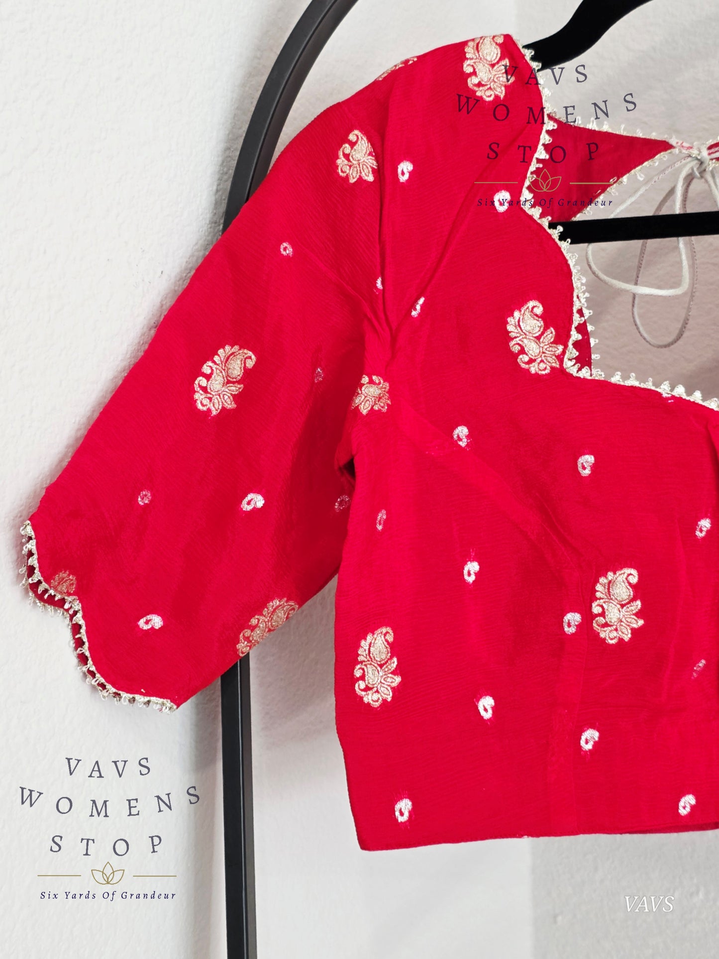 Red Shade Munga Crepe Silk Stitched Blouse