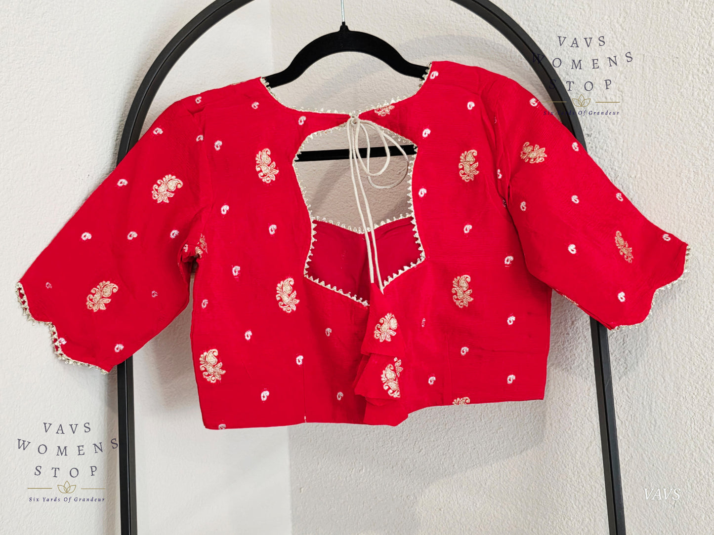 Red Shade Munga Crepe Silk Stitched Blouse