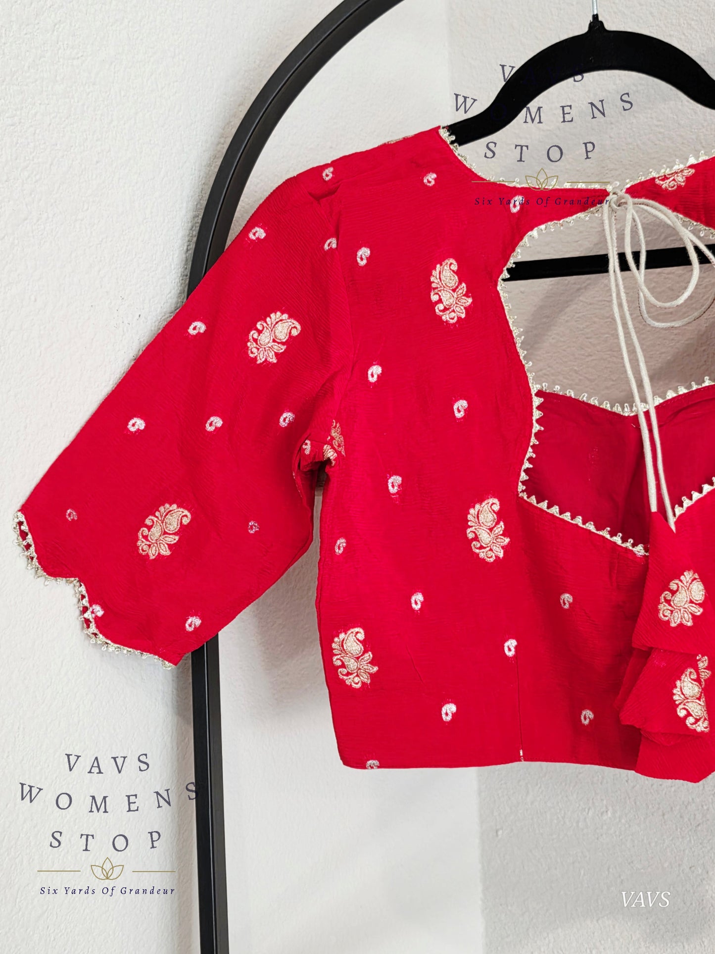 Red Shade Munga Crepe Silk Stitched Blouse