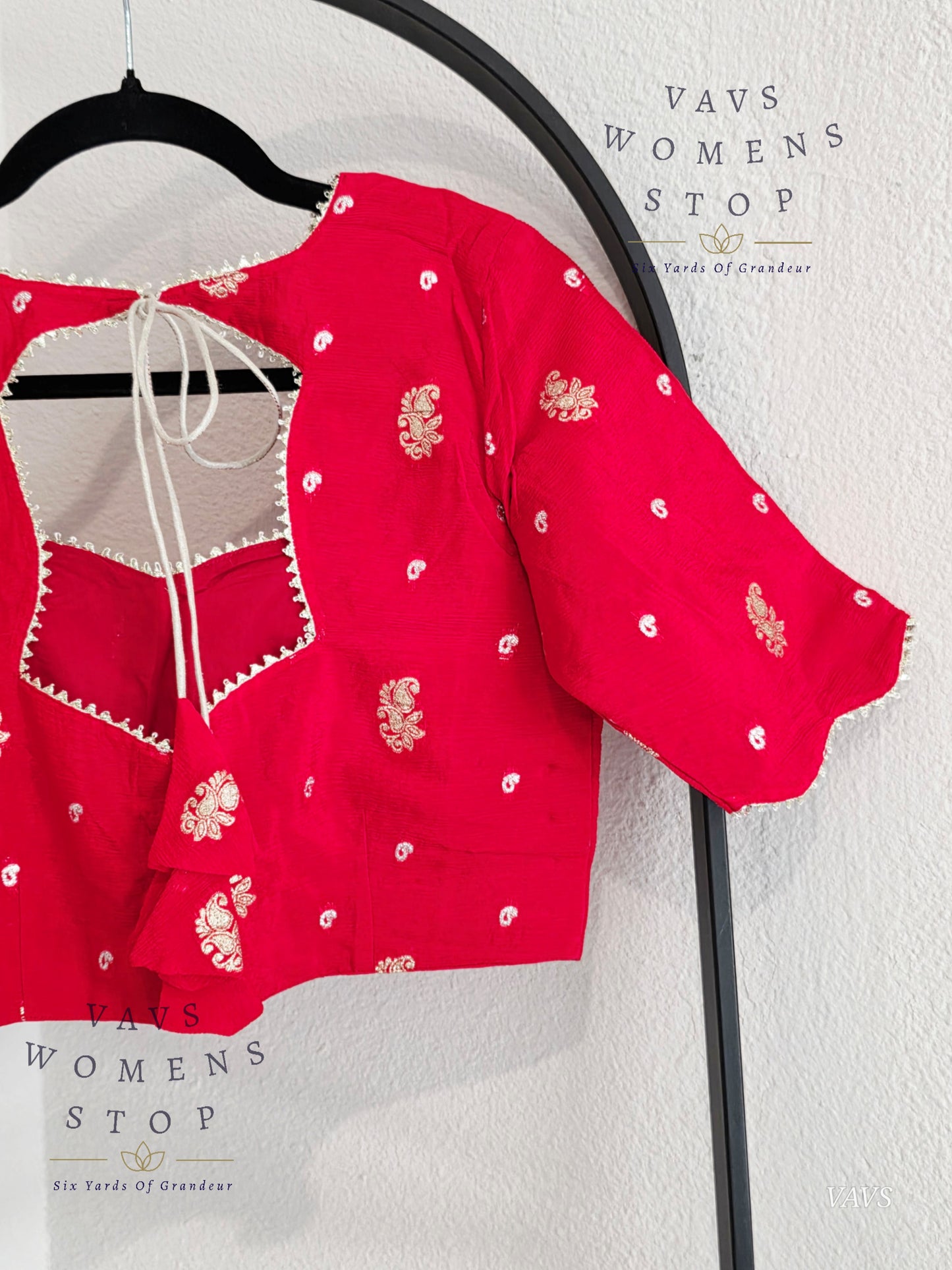 Red Shade Munga Crepe Silk Stitched Blouse