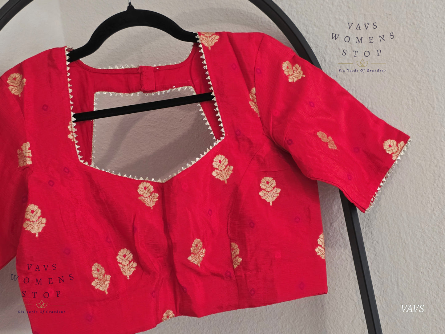 Light Red Shade Munga Crepe Silk Stitched Blouse