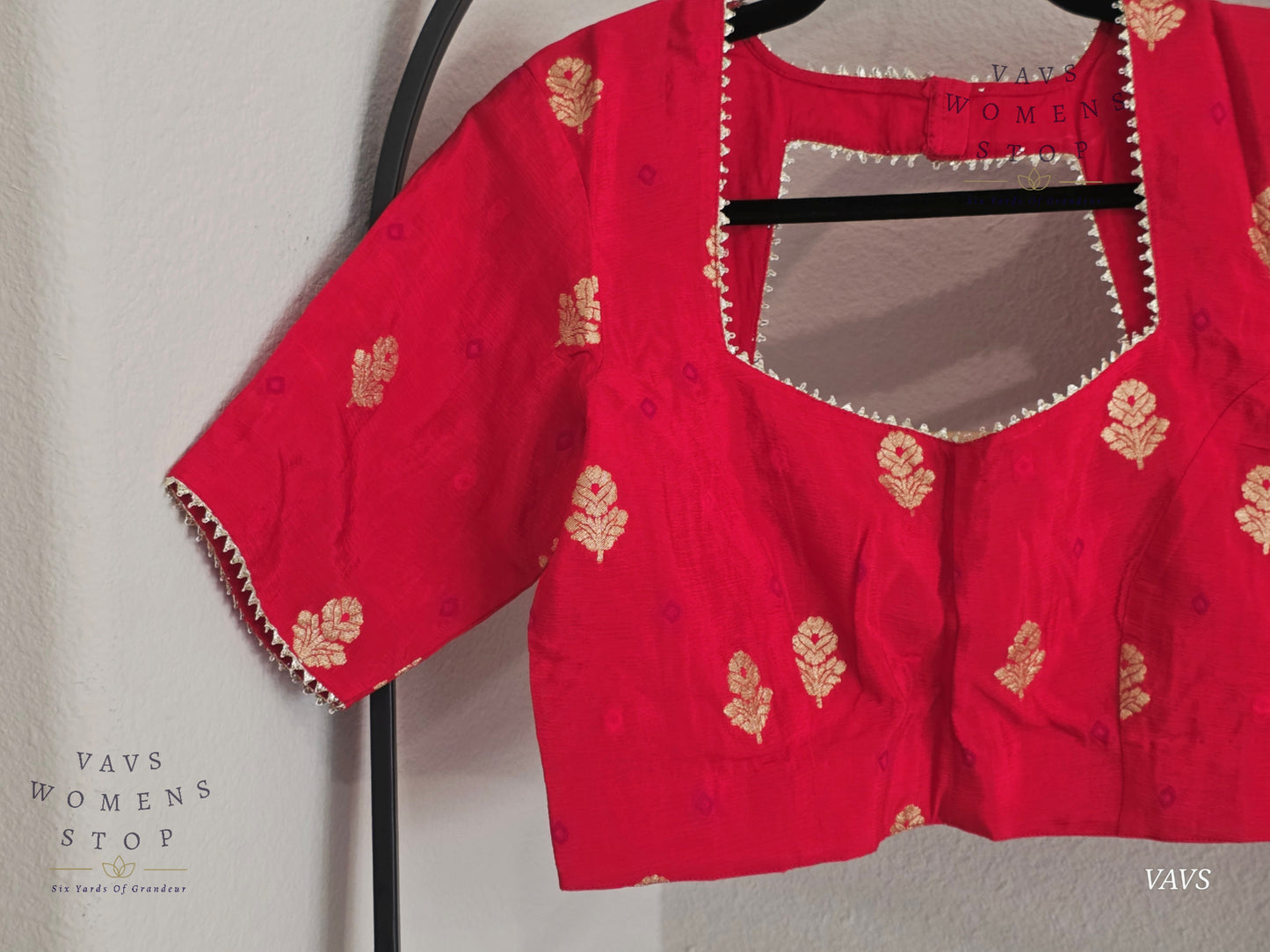 Light Red Shade Munga Crepe Silk Stitched Blouse