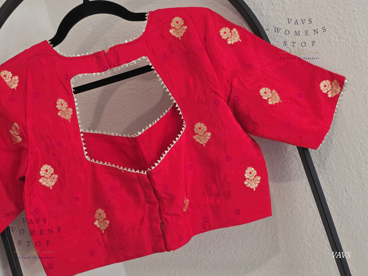 Light Red Shade Munga Crepe Silk Stitched Blouse