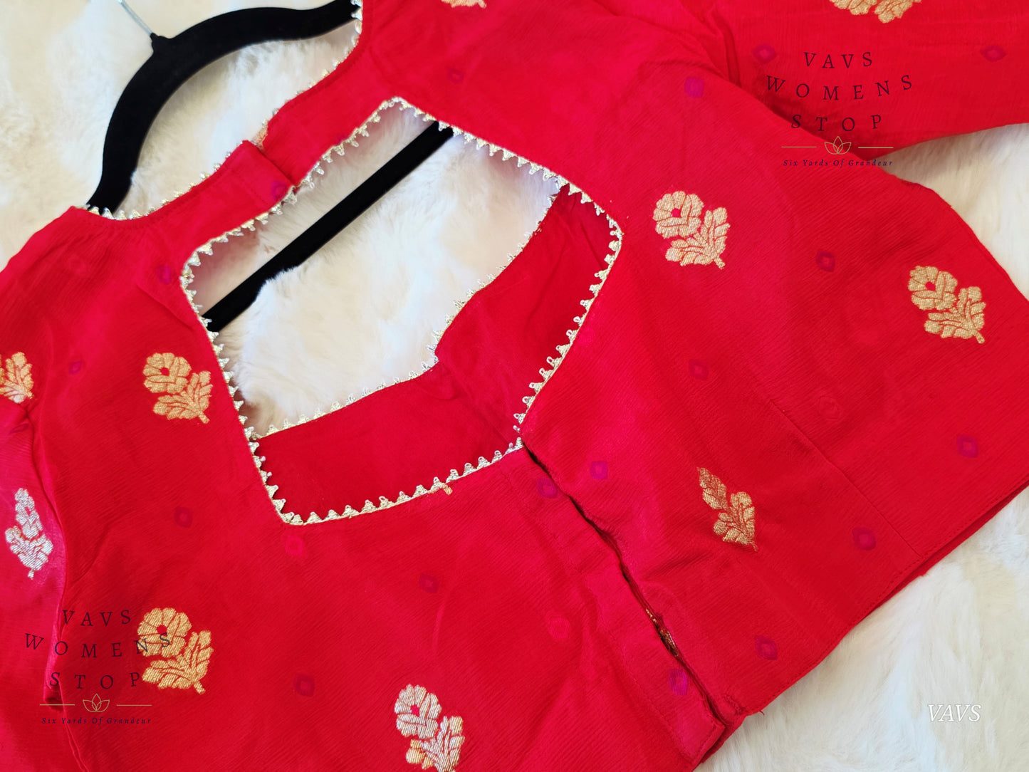 Light Red Shade Munga Crepe Silk Stitched Blouse