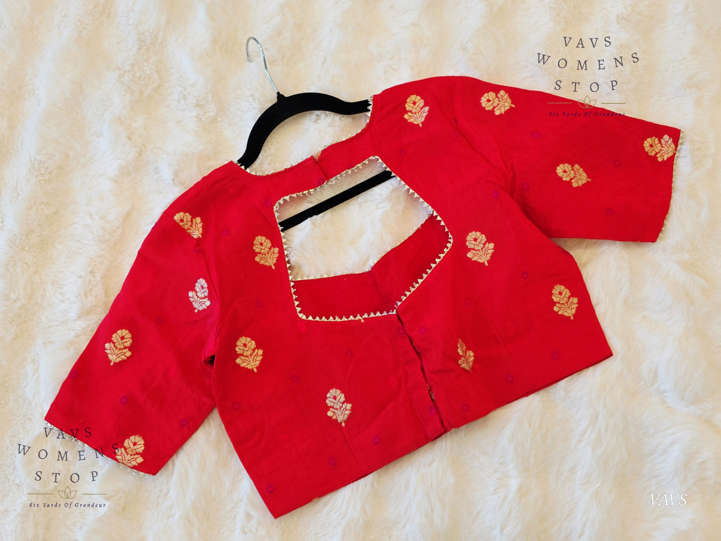 Light Red Shade Munga Crepe Silk Stitched Blouse