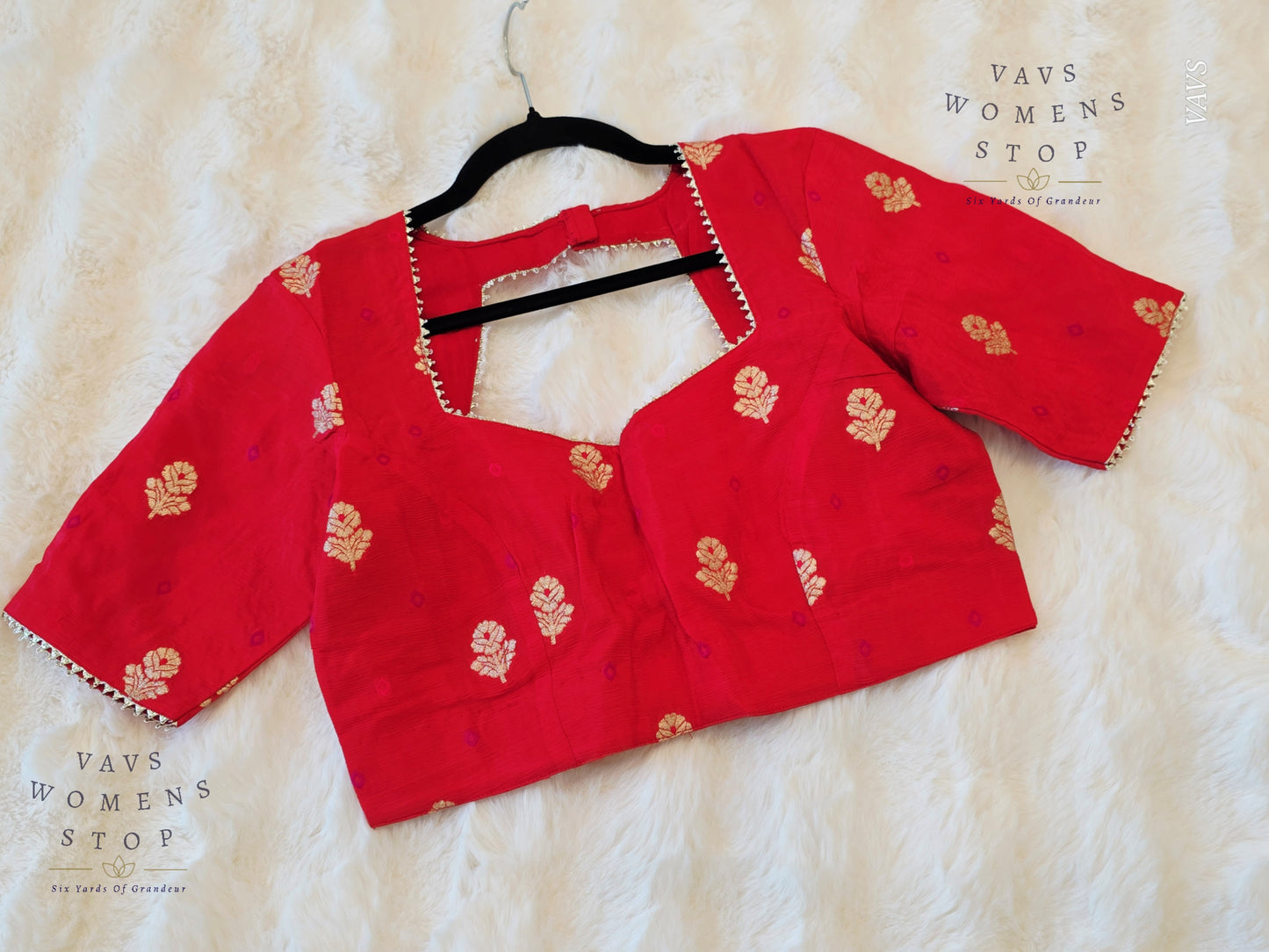 Light Red Shade Munga Crepe Silk Stitched Blouse