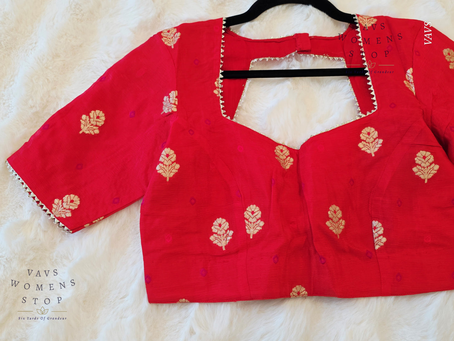 Light Red Shade Munga Crepe Silk Stitched Blouse