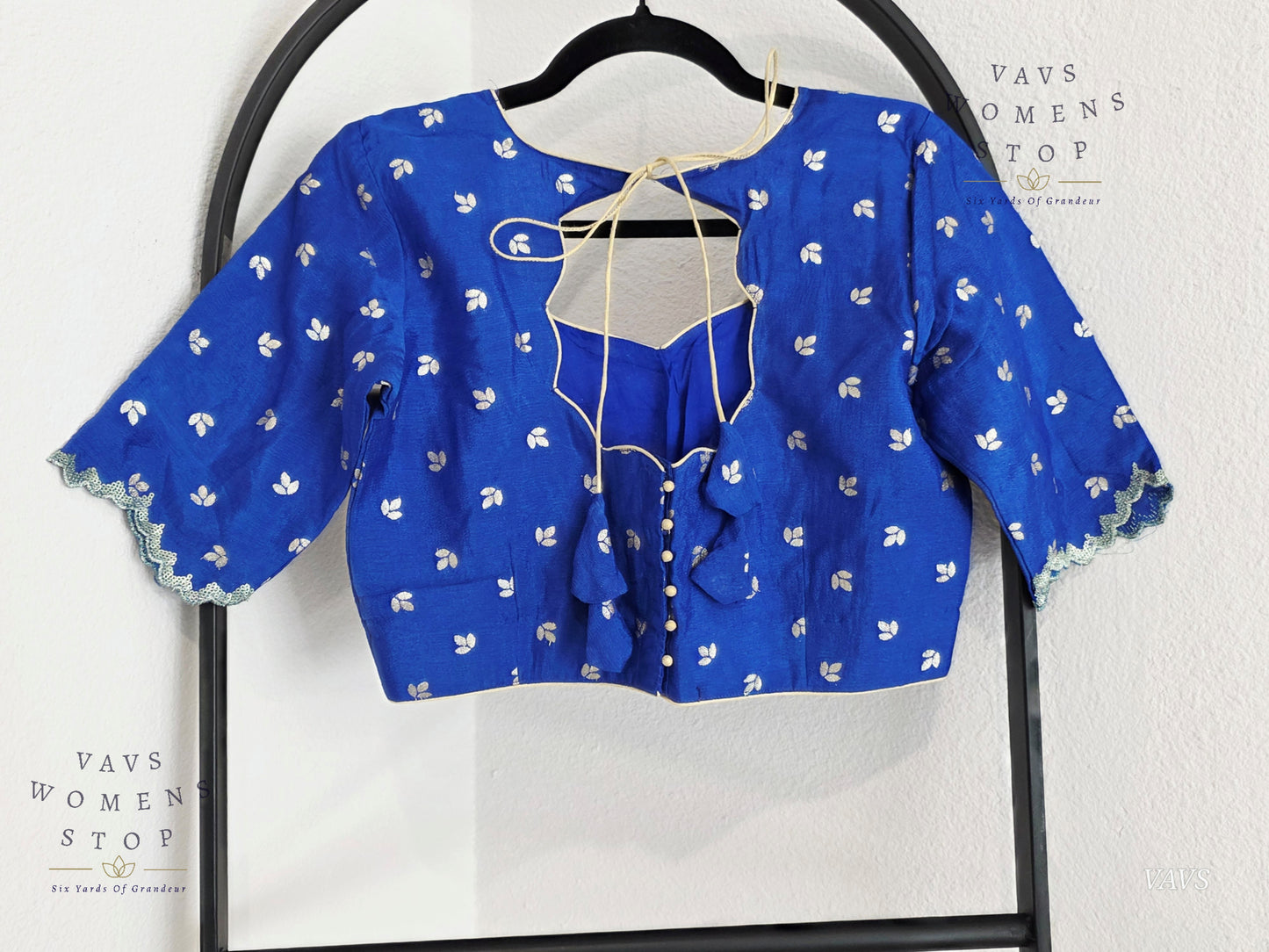 Blue  Munga Crepe Silk Stitched Blouse