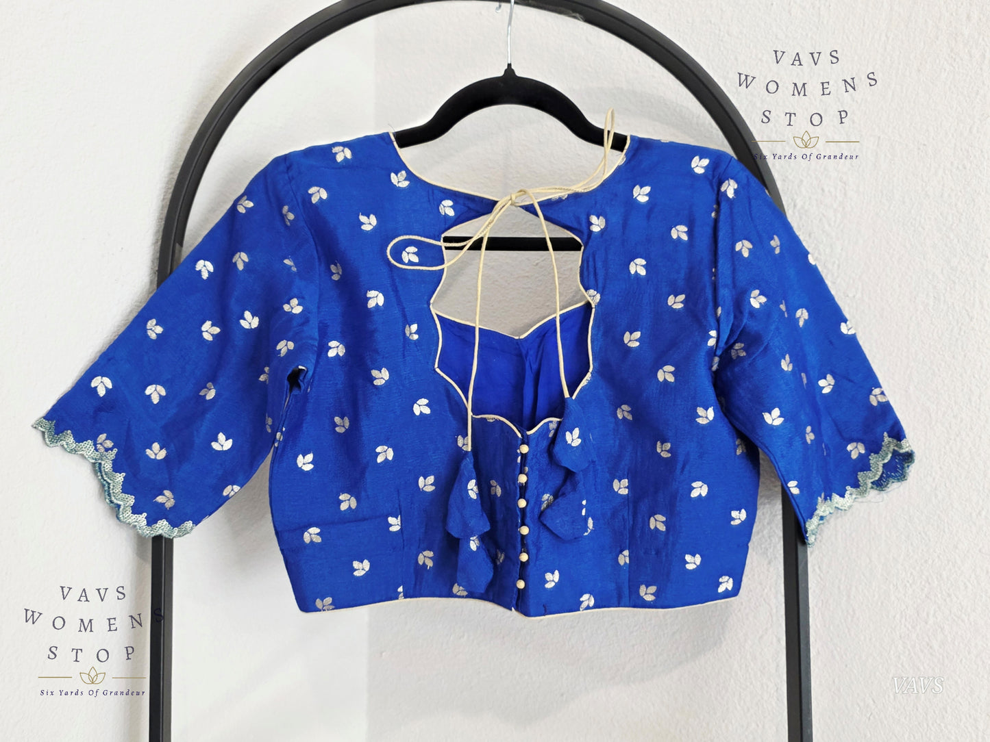 Blue  Munga Crepe Silk Stitched Blouse