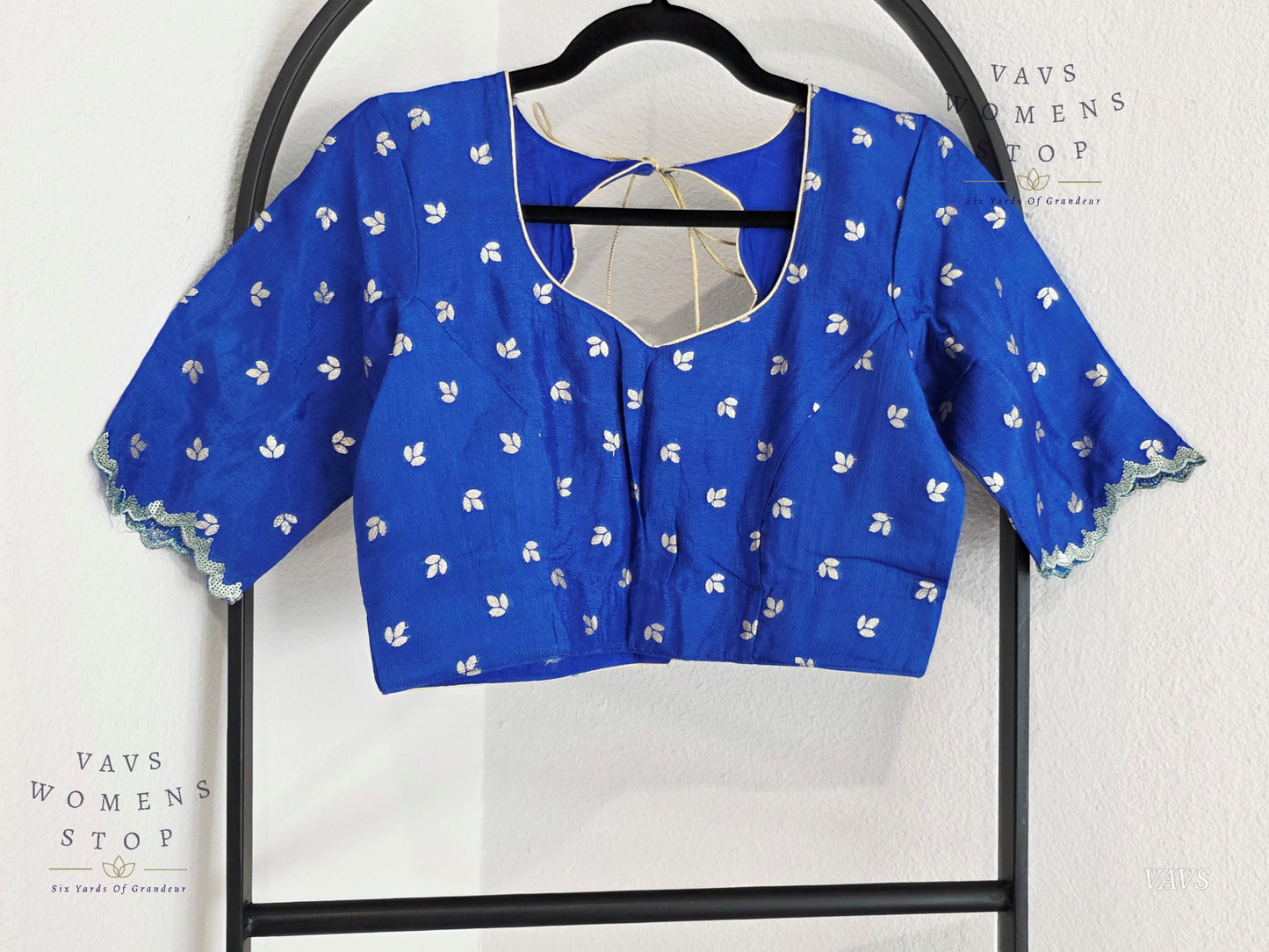 Blue  Munga Crepe Silk Stitched Blouse