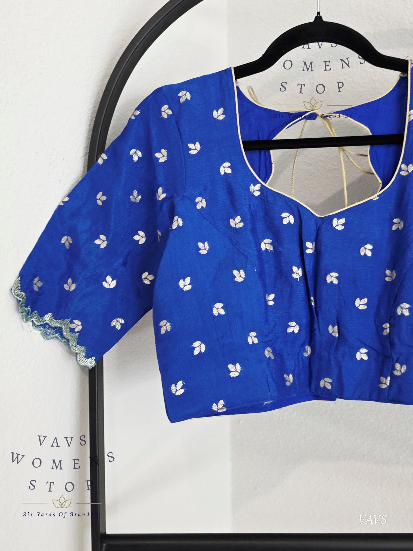 Blue  Munga Crepe Silk Stitched Blouse
