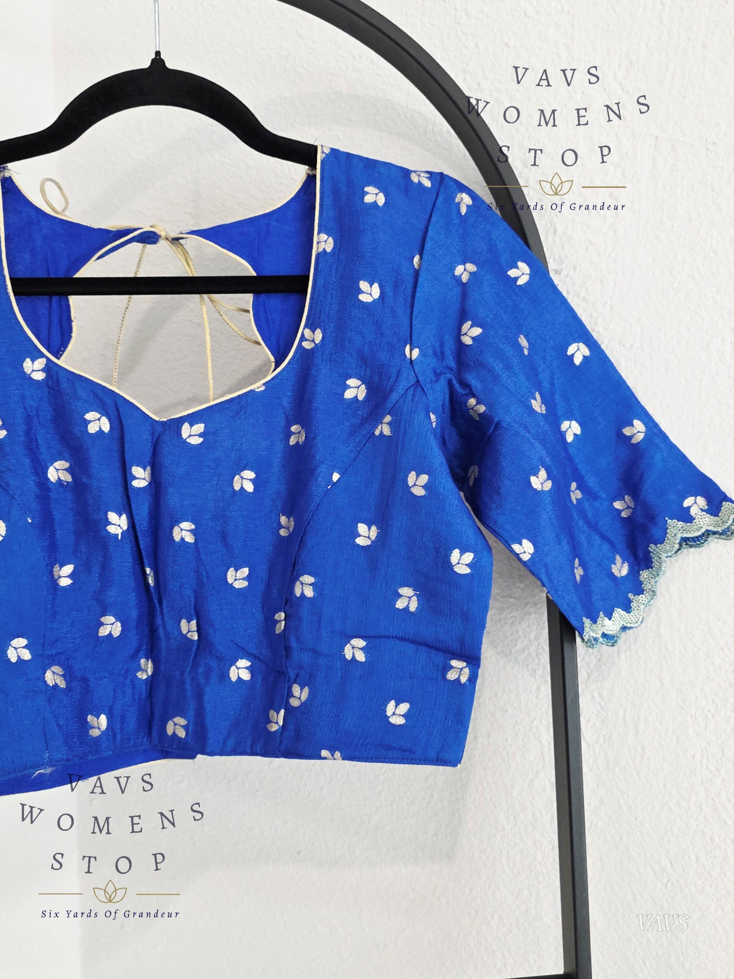 Blue  Munga Crepe Silk Stitched Blouse