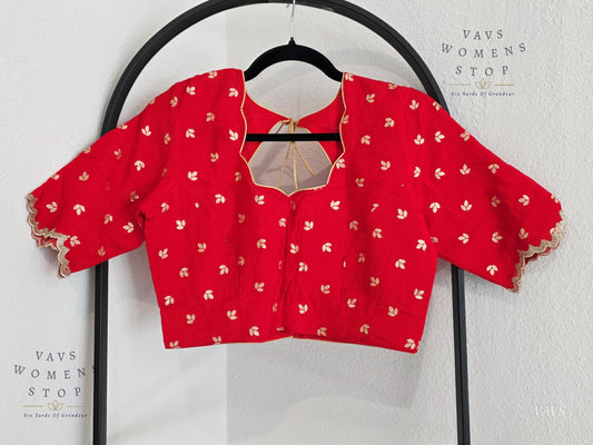 Red Munga Crepe Silk Stitched Blouse