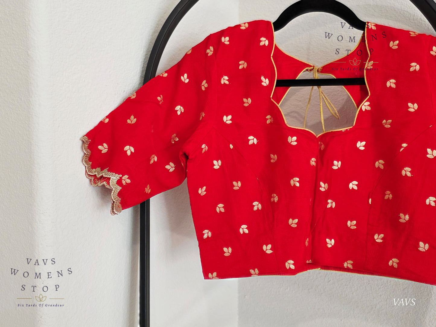 Red Munga Crepe Silk Stitched Blouse