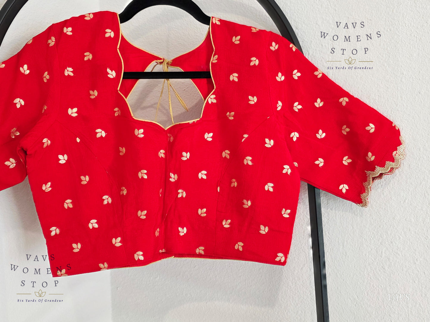 Red Munga Crepe Silk Stitched Blouse