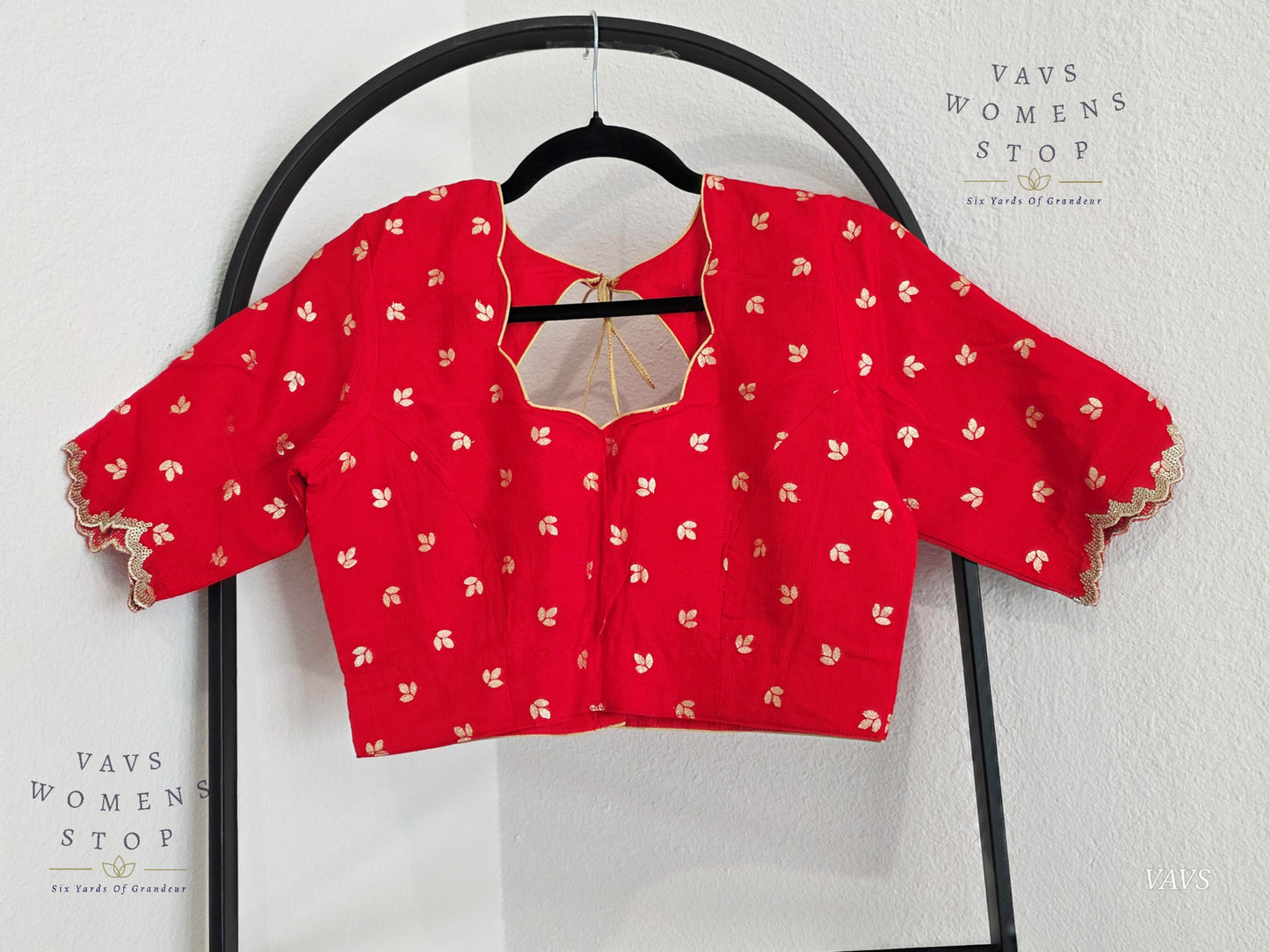 Red Munga Crepe Silk Stitched Blouse