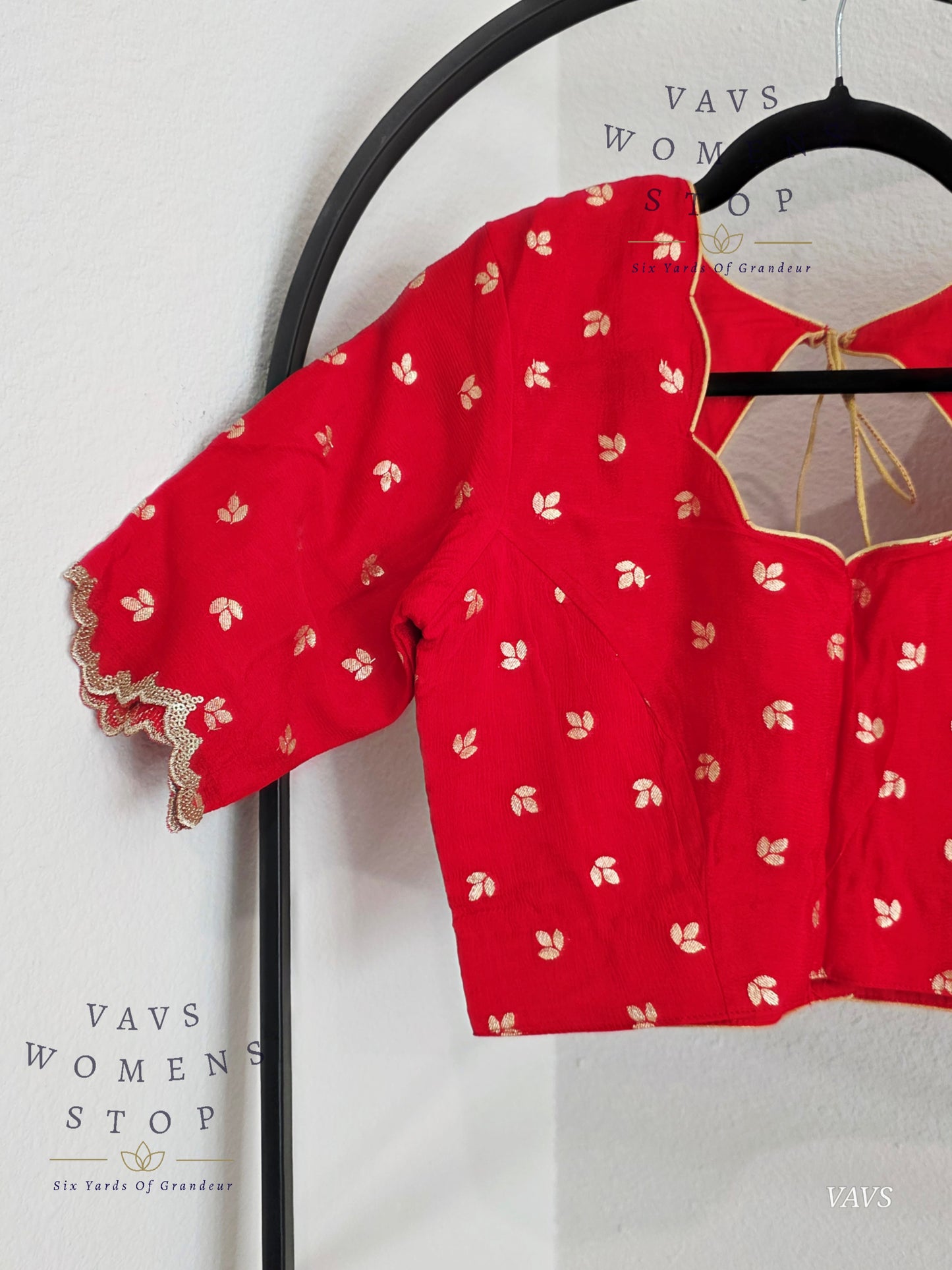 Red Munga Crepe Silk Stitched Blouse