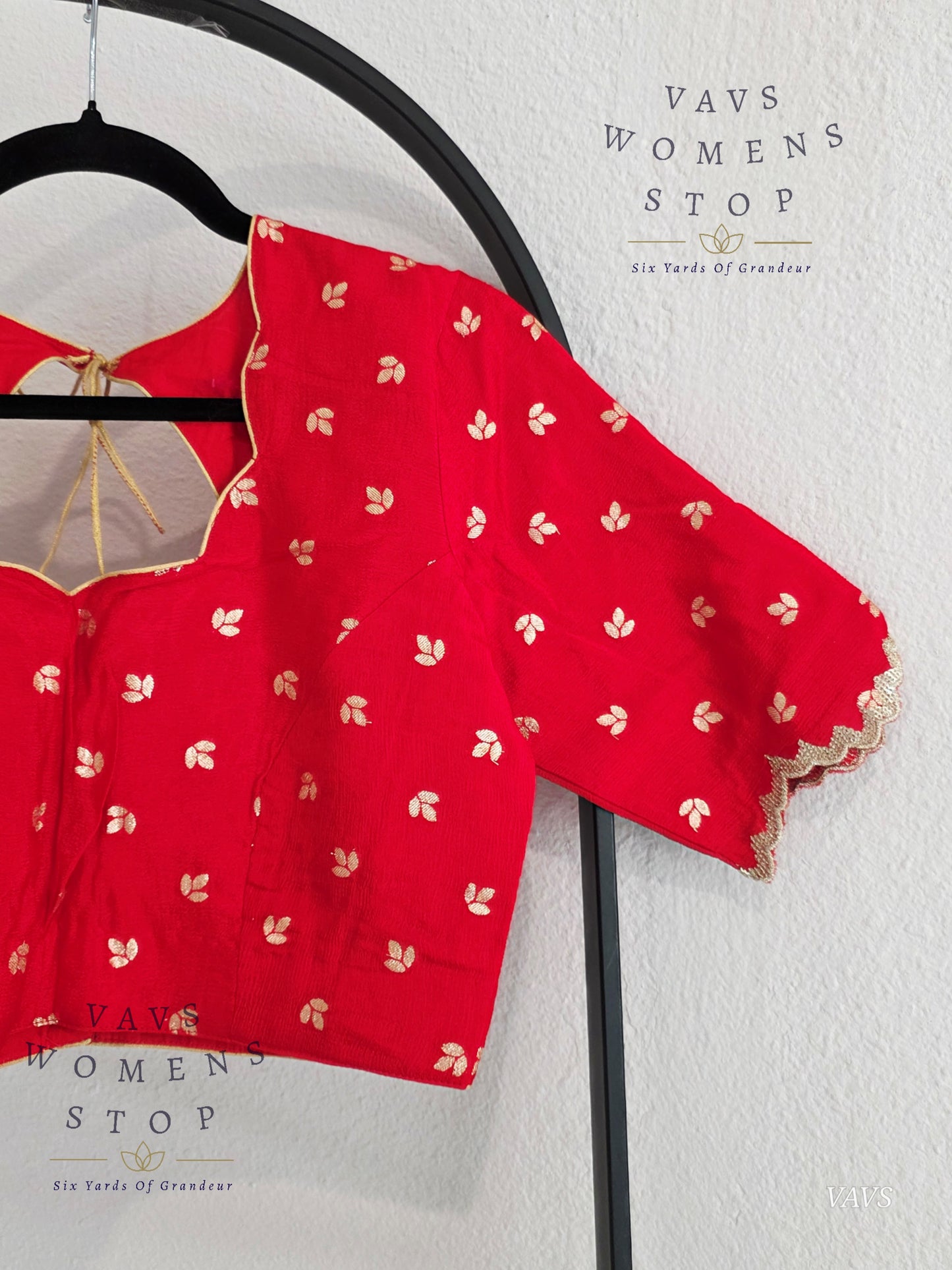 Red Munga Crepe Silk Stitched Blouse