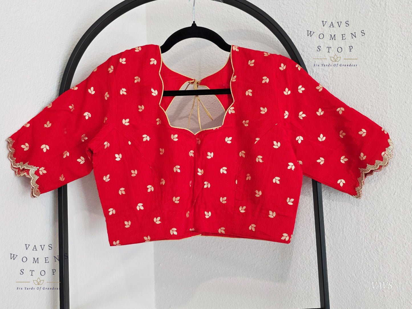 Red Munga Crepe Silk Stitched Blouse