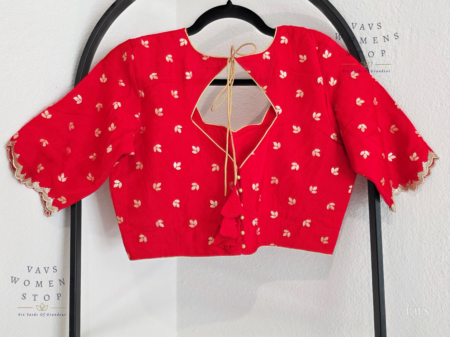 Red Munga Crepe Silk Stitched Blouse