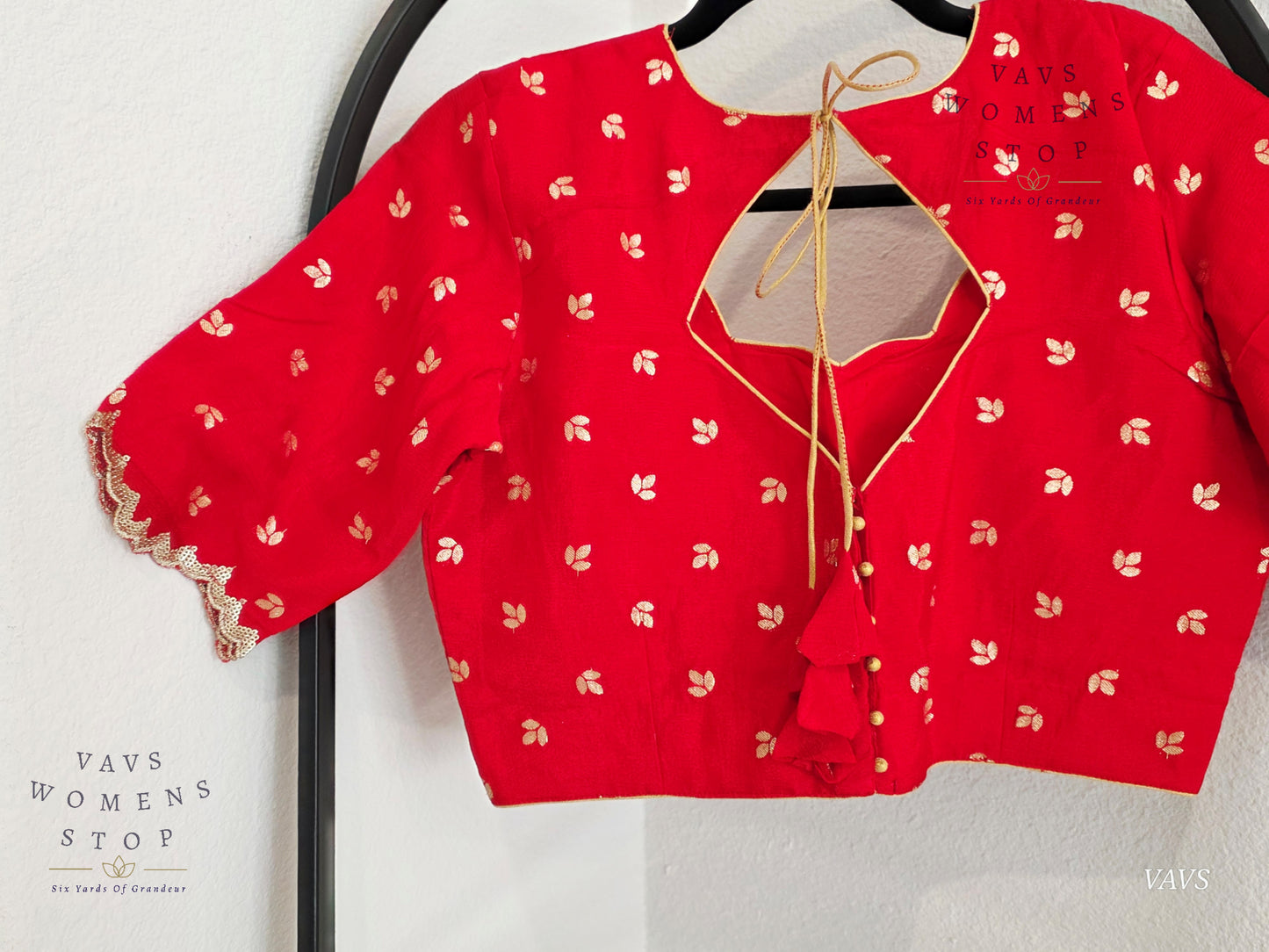 Red Munga Crepe Silk Stitched Blouse