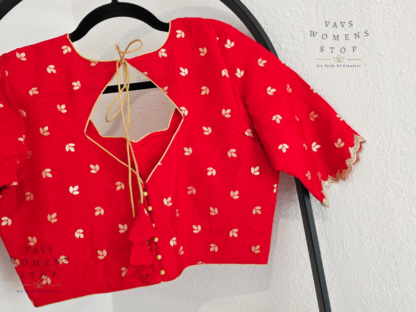 Red Munga Crepe Silk Stitched Blouse