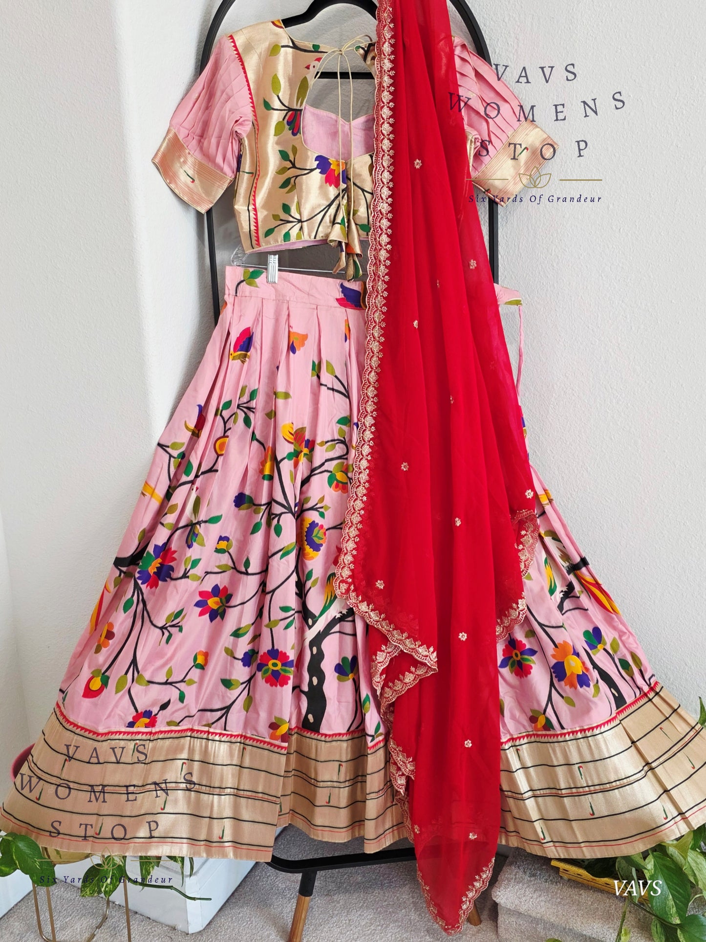 Semi Benarasi Paithani Half Saree Set