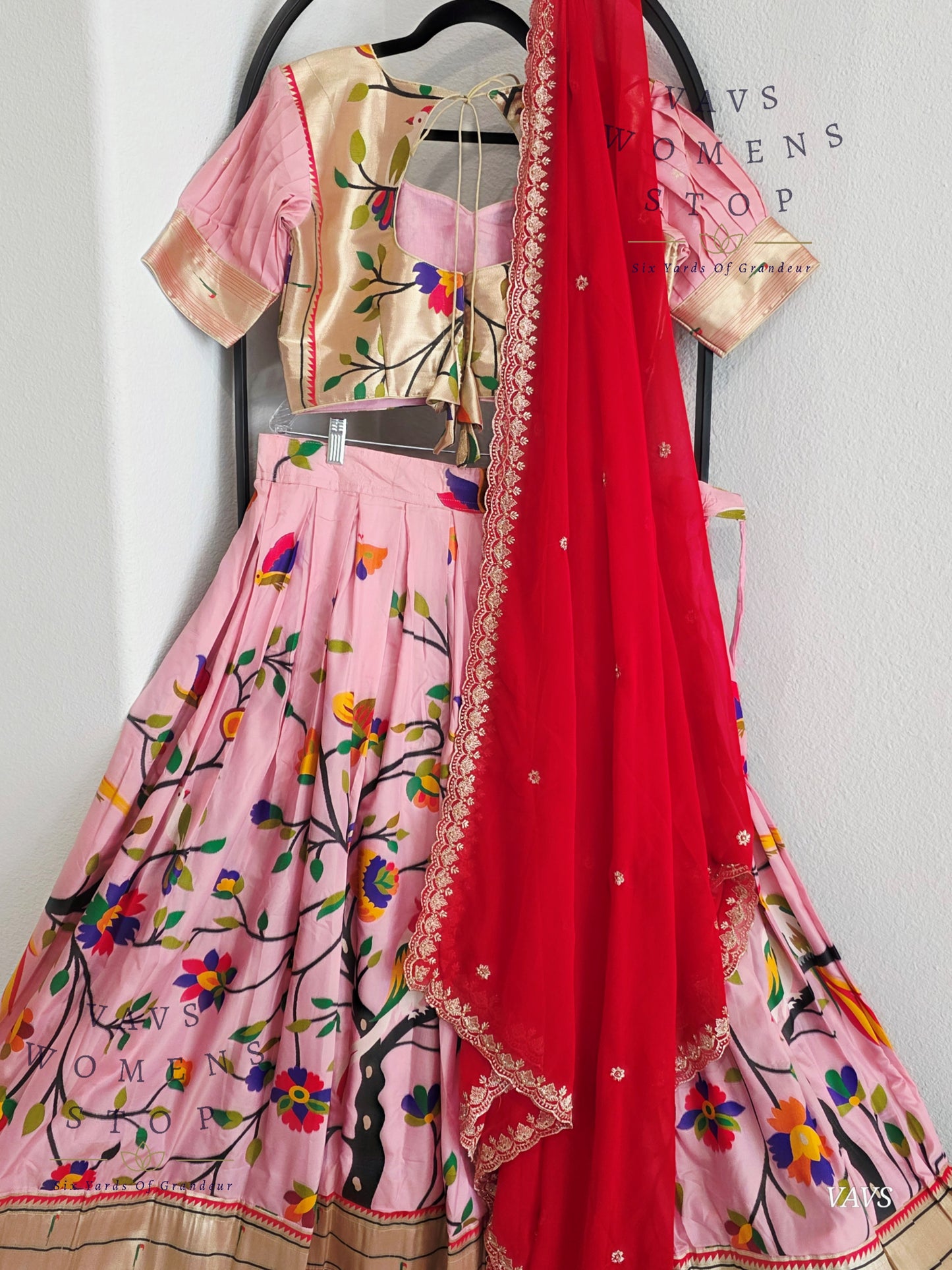 Semi Benarasi Paithani Half Saree Set