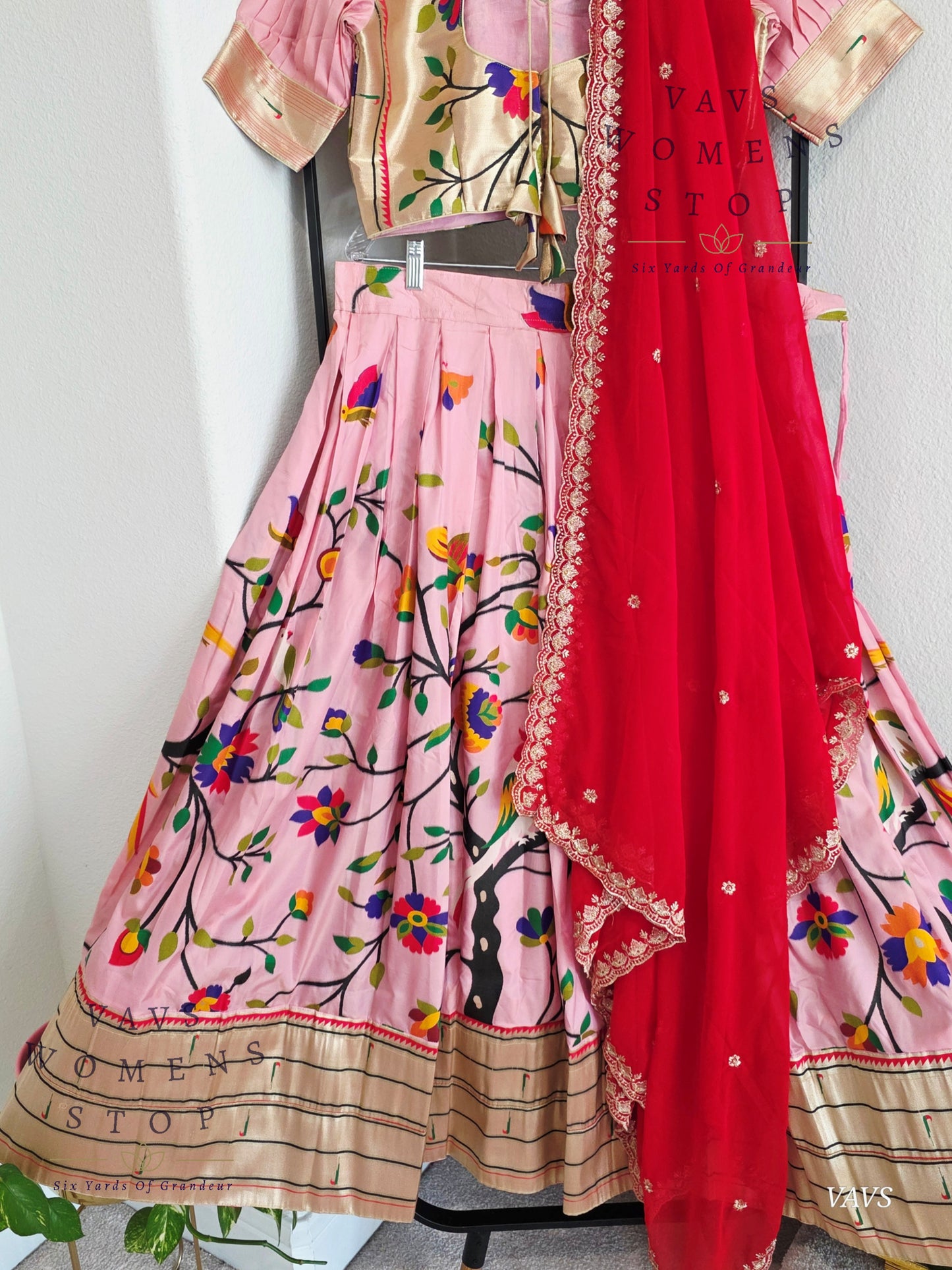 Semi Benarasi Paithani Half Saree Set