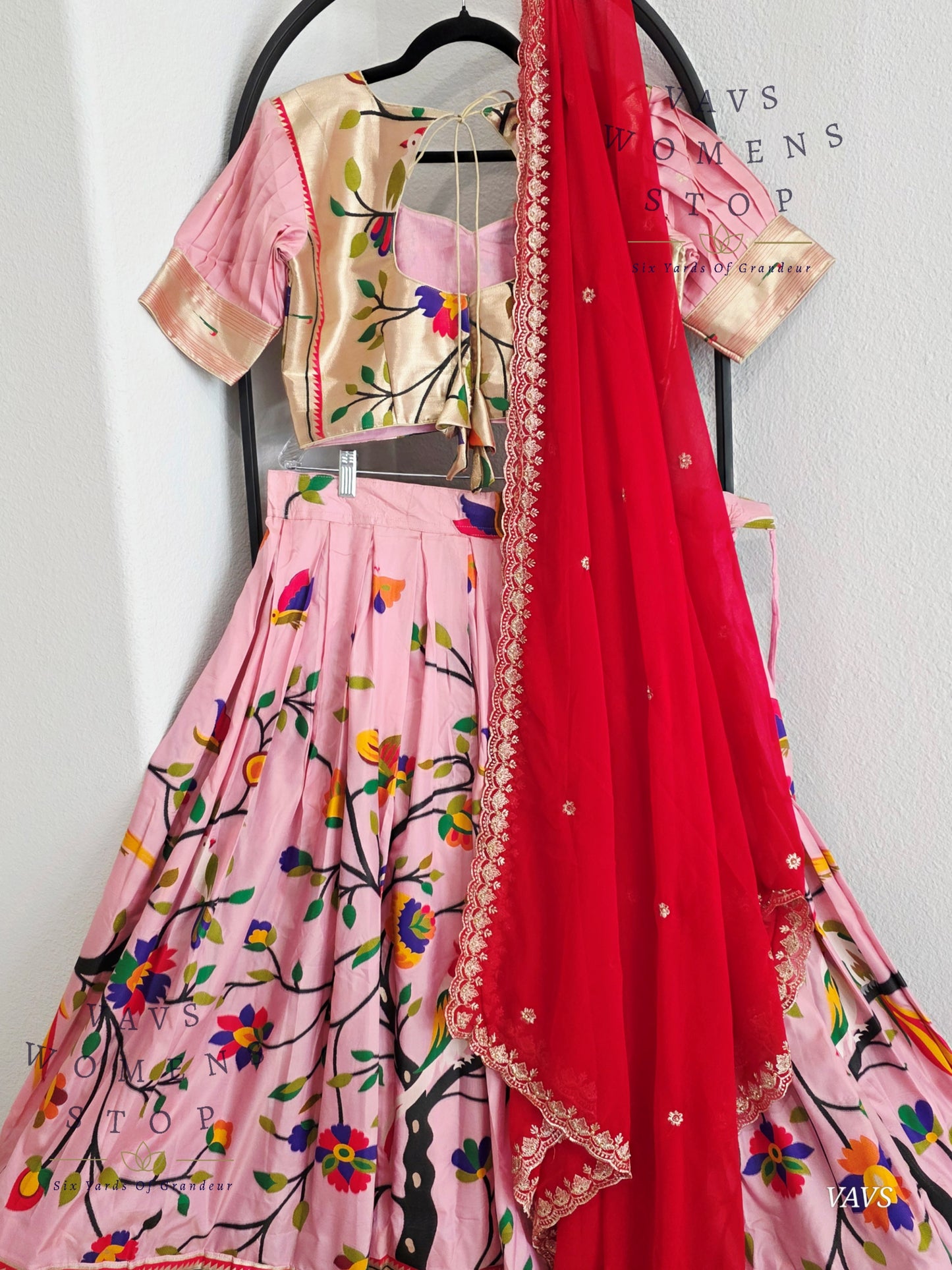 Semi Benarasi Paithani Half Saree Set