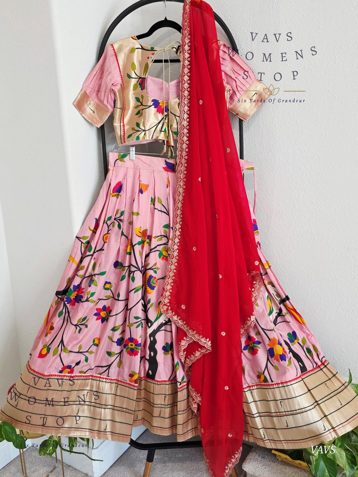 Semi Benarasi Paithani Half Saree Set