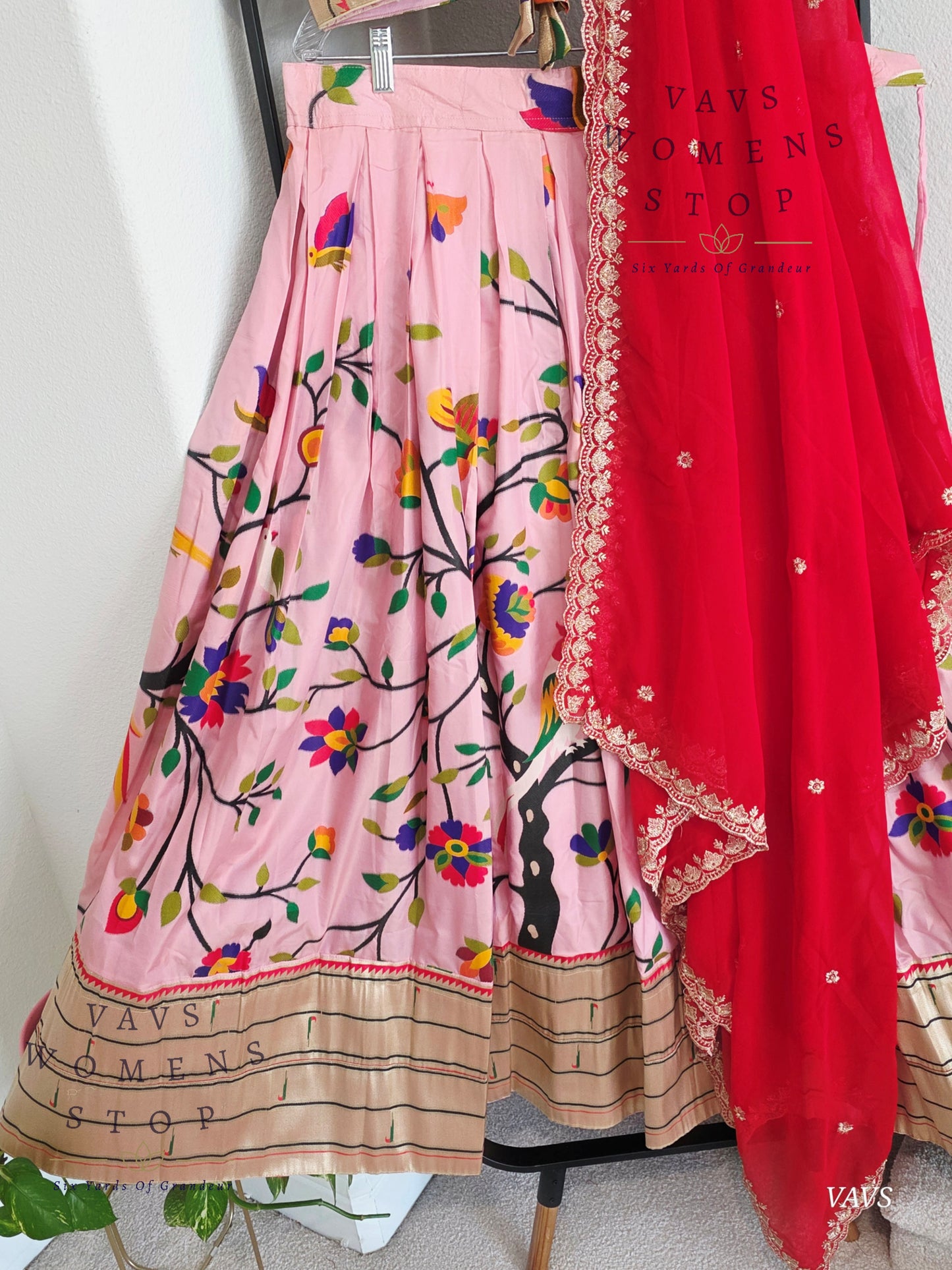 Semi Benarasi Paithani Half Saree Set