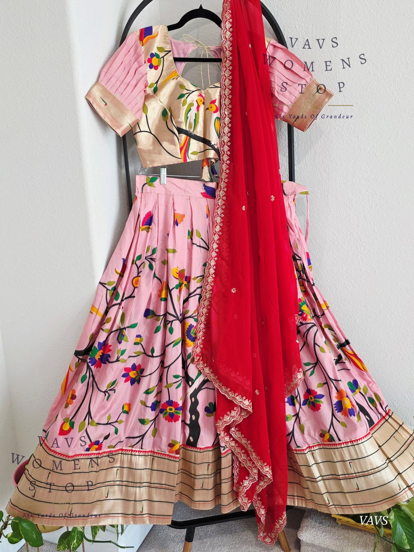 Semi Benarasi Paithani Half Saree Set