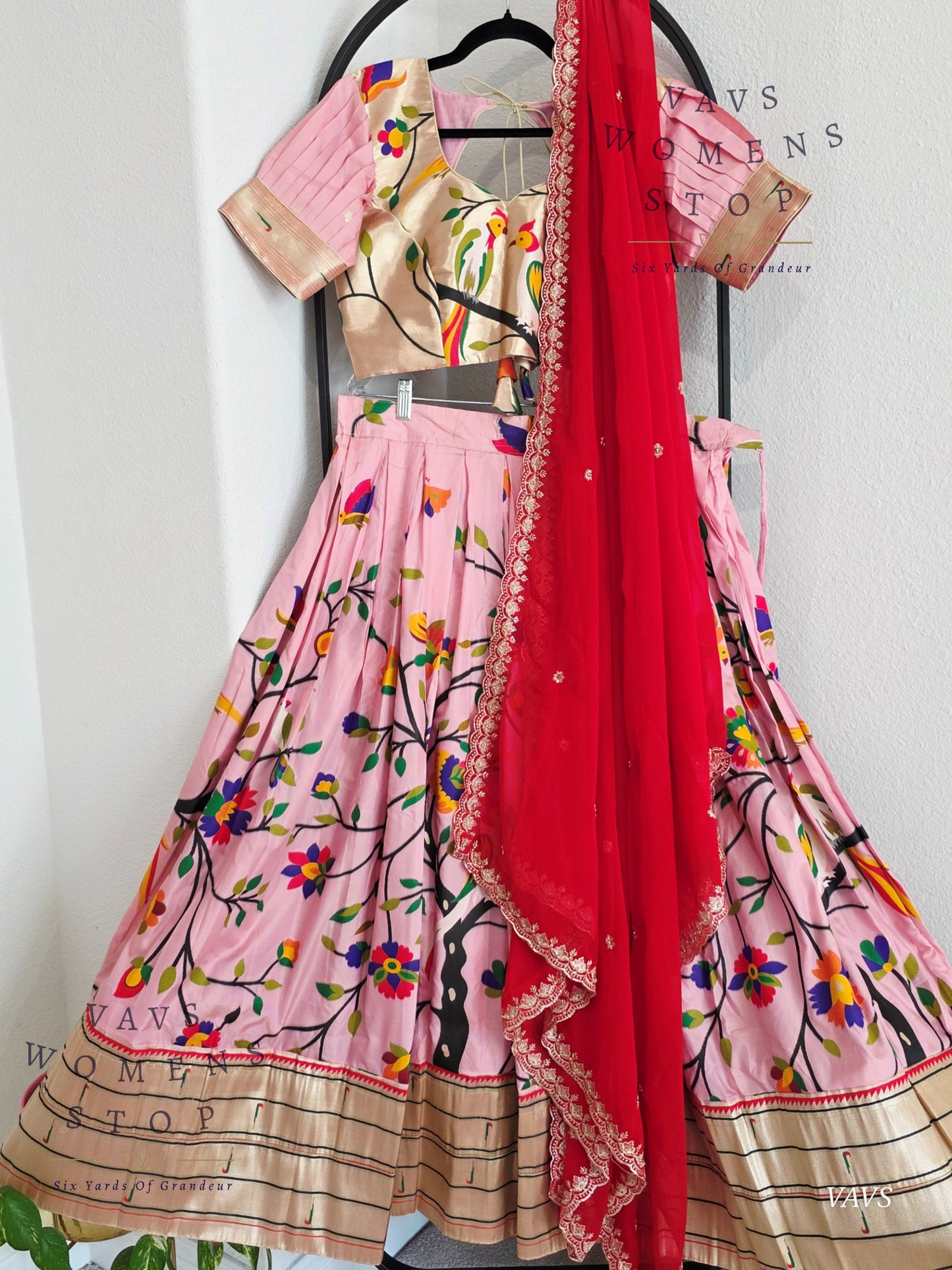 Semi Benarasi Paithani Half Saree Set